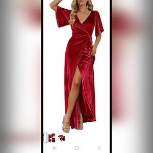 Elegant Red Velvet Maxi Dress
